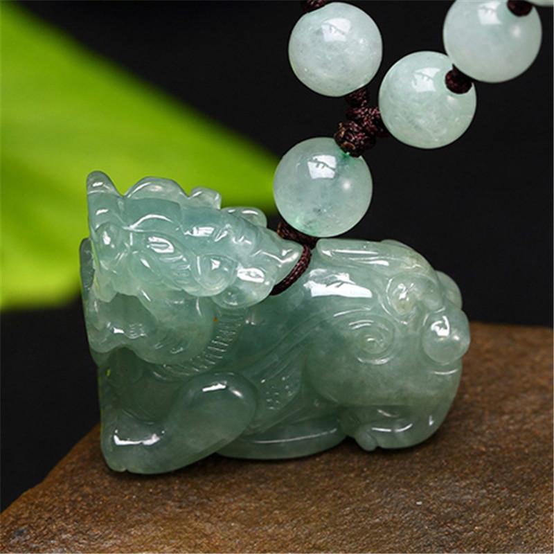 Hetian(Hotan) White Green Jade Pixiu Wealth Pendant Necklace