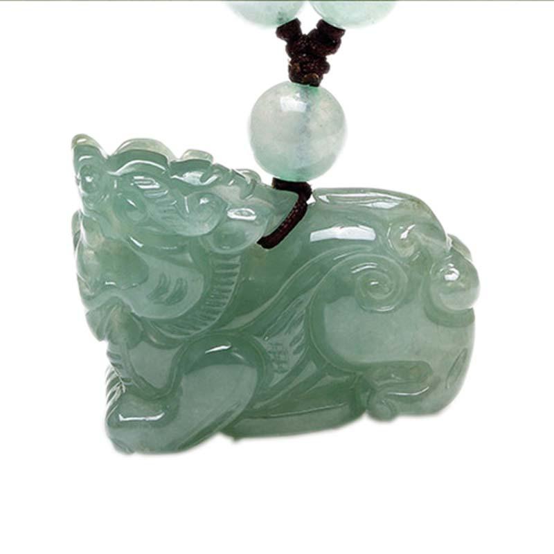 Hetian(Hotan) White Green Jade Pixiu Wealth Pendant Necklace