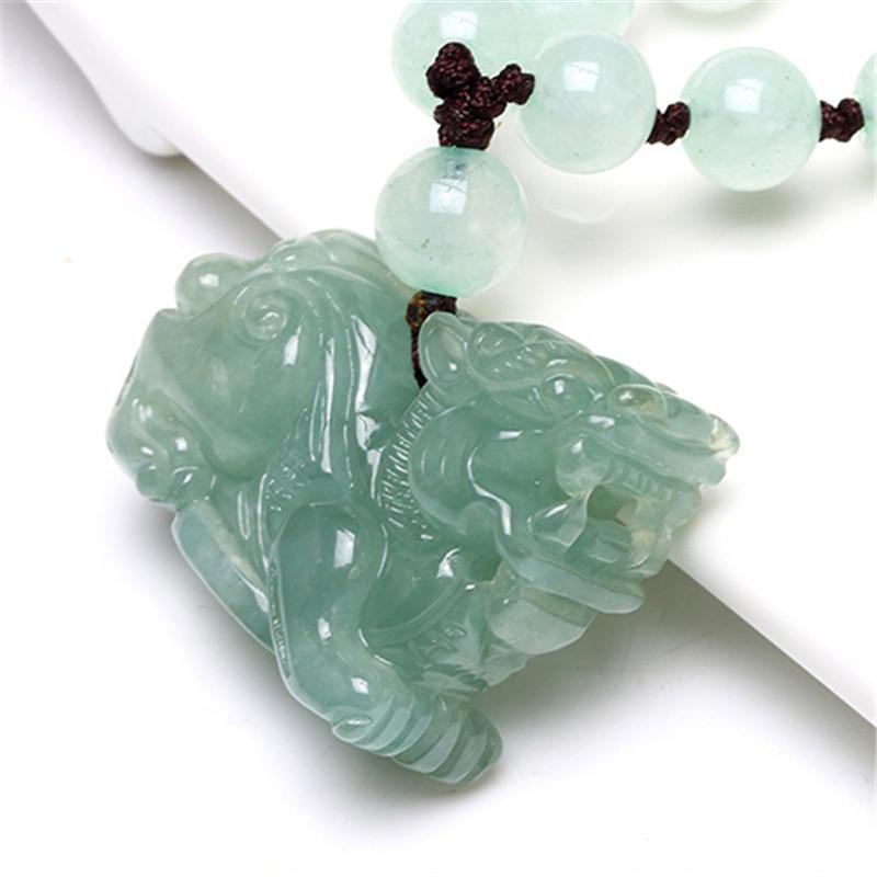 Hetian(Hotan) White Green Jade Pixiu Wealth Pendant Necklace
