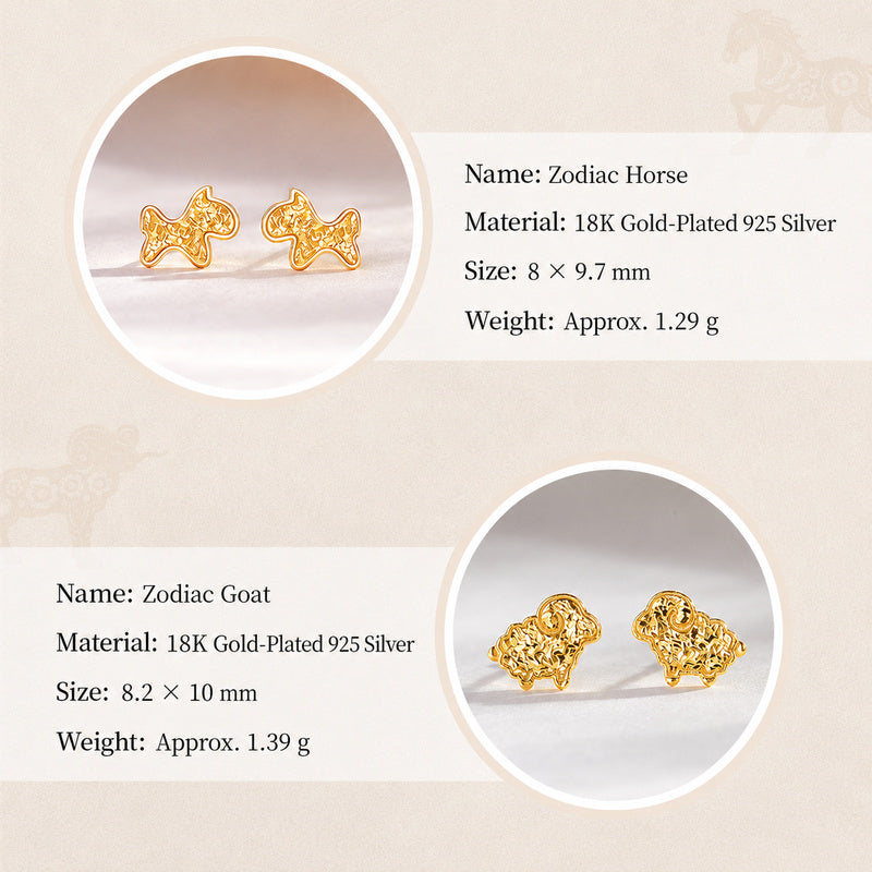 18K Gold-Plated 925 Silver Zodiac Stud Earrings-Your Sign. Your Story
