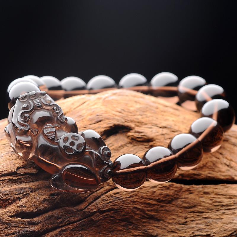 Ice Black Obsidian Pixiu  Feng Shui Coin Wealth Bracelet