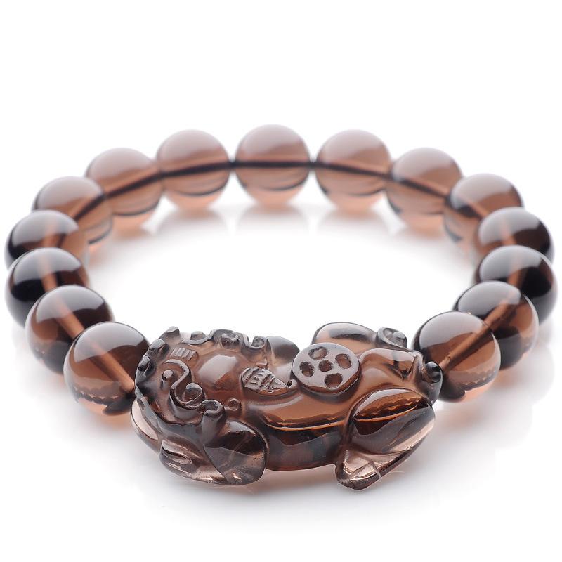 Ice Black Obsidian Pixiu  Feng Shui Coin Wealth Bracelet