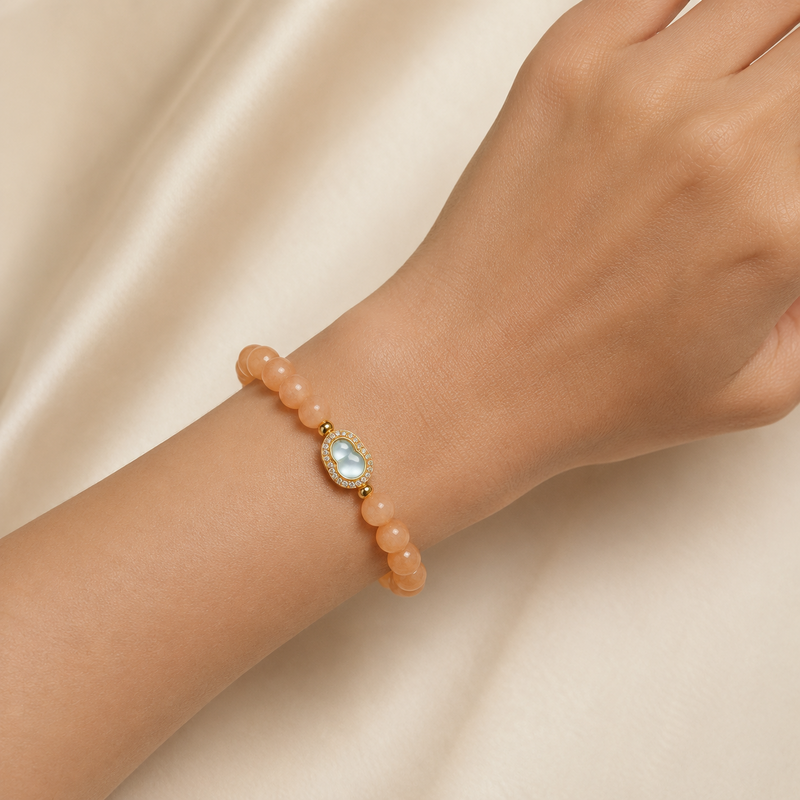 Ice Jade Gourd Sunstone Bracelet-Welcome Good Fortune