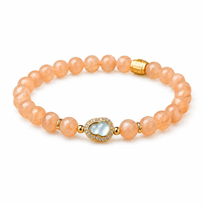Ice Jade Gourd Sunstone Bracelet-Welcome Good Fortune