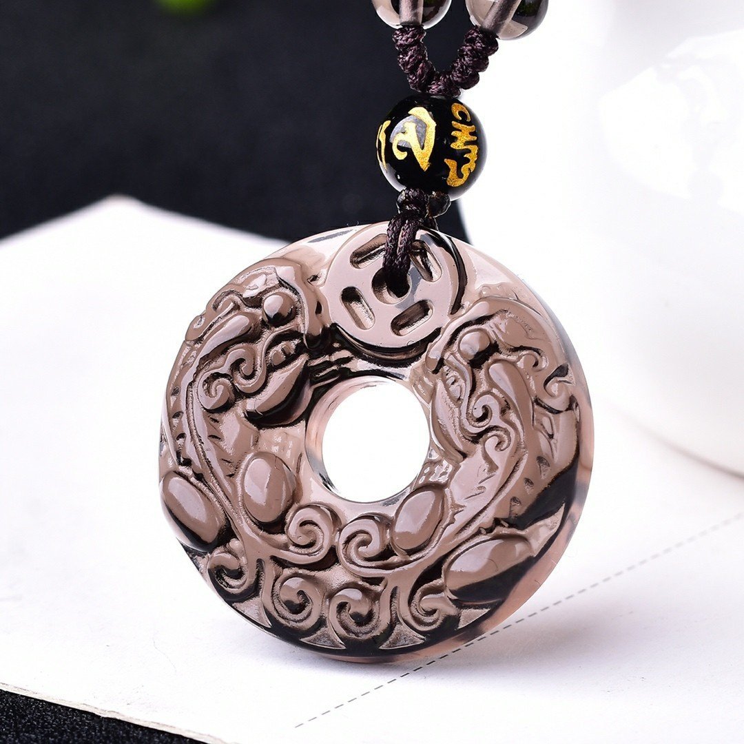 Ice Obsidian Double Pixiu Protection Pendant Necklace