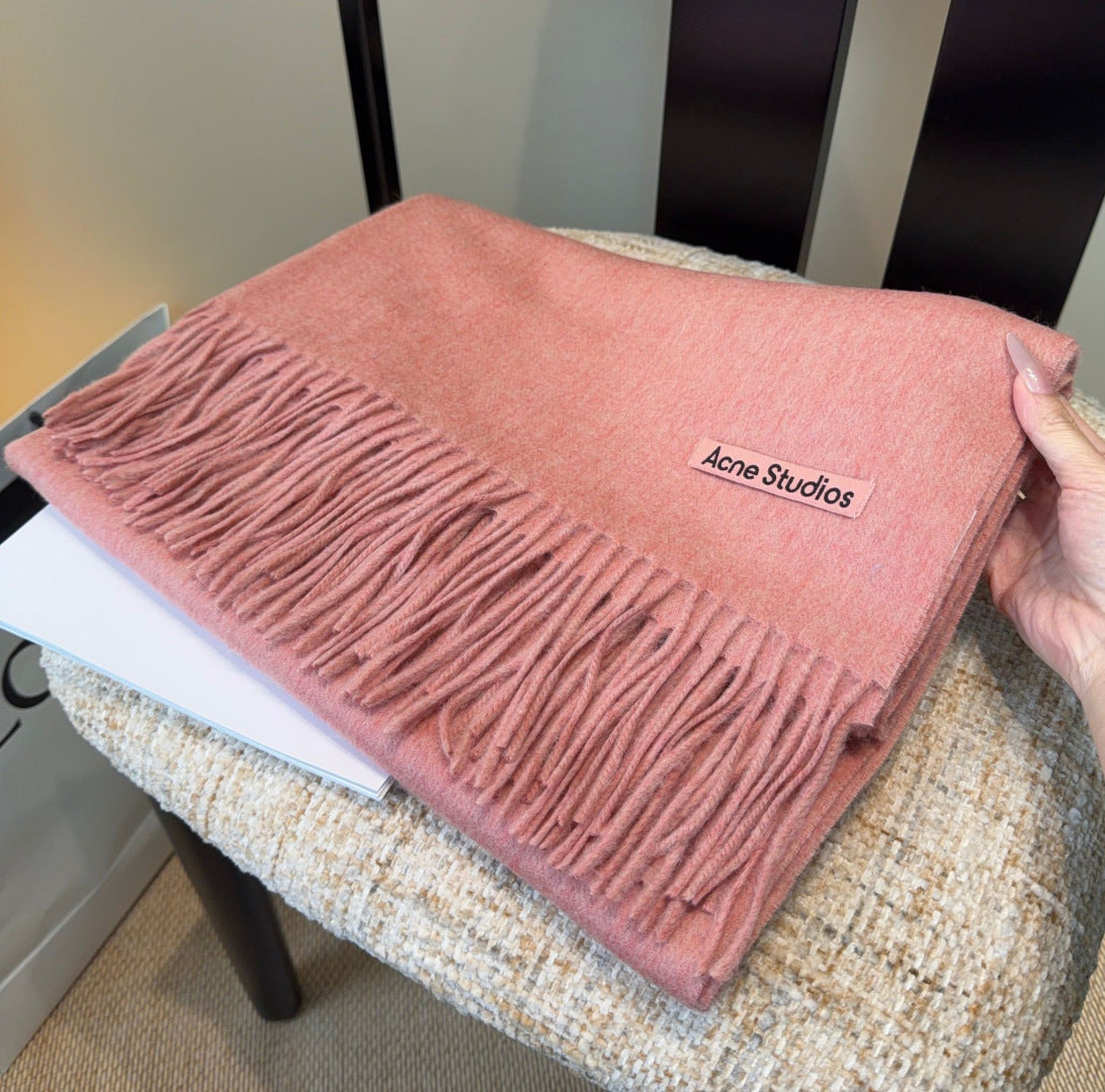 Acne Fringe Scarf 45*180cm Pink Cashmere 207633