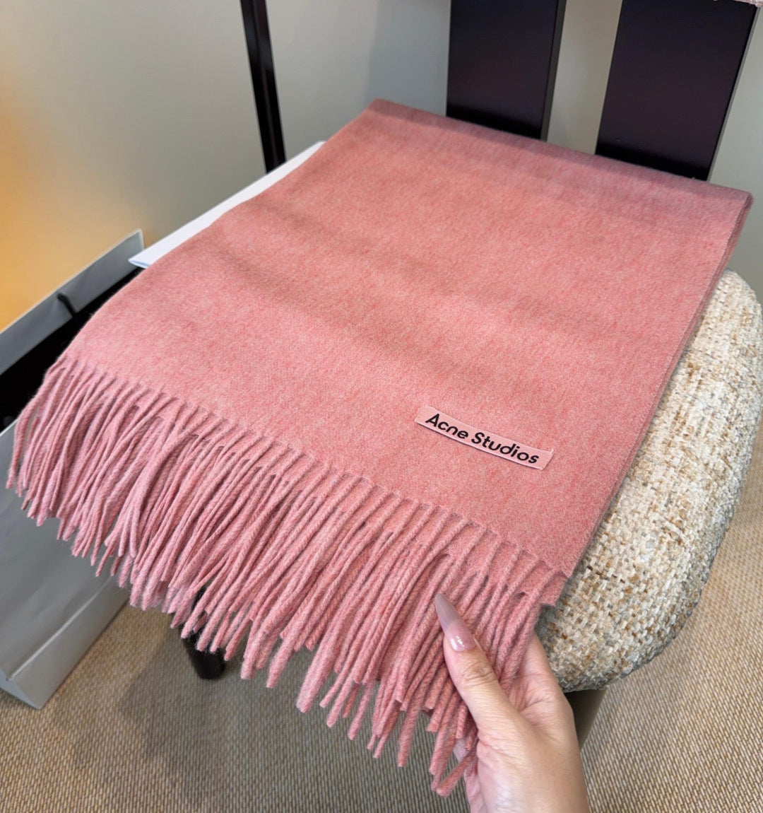 Acne Fringe Scarf 45*180cm Pink Cashmere 207633