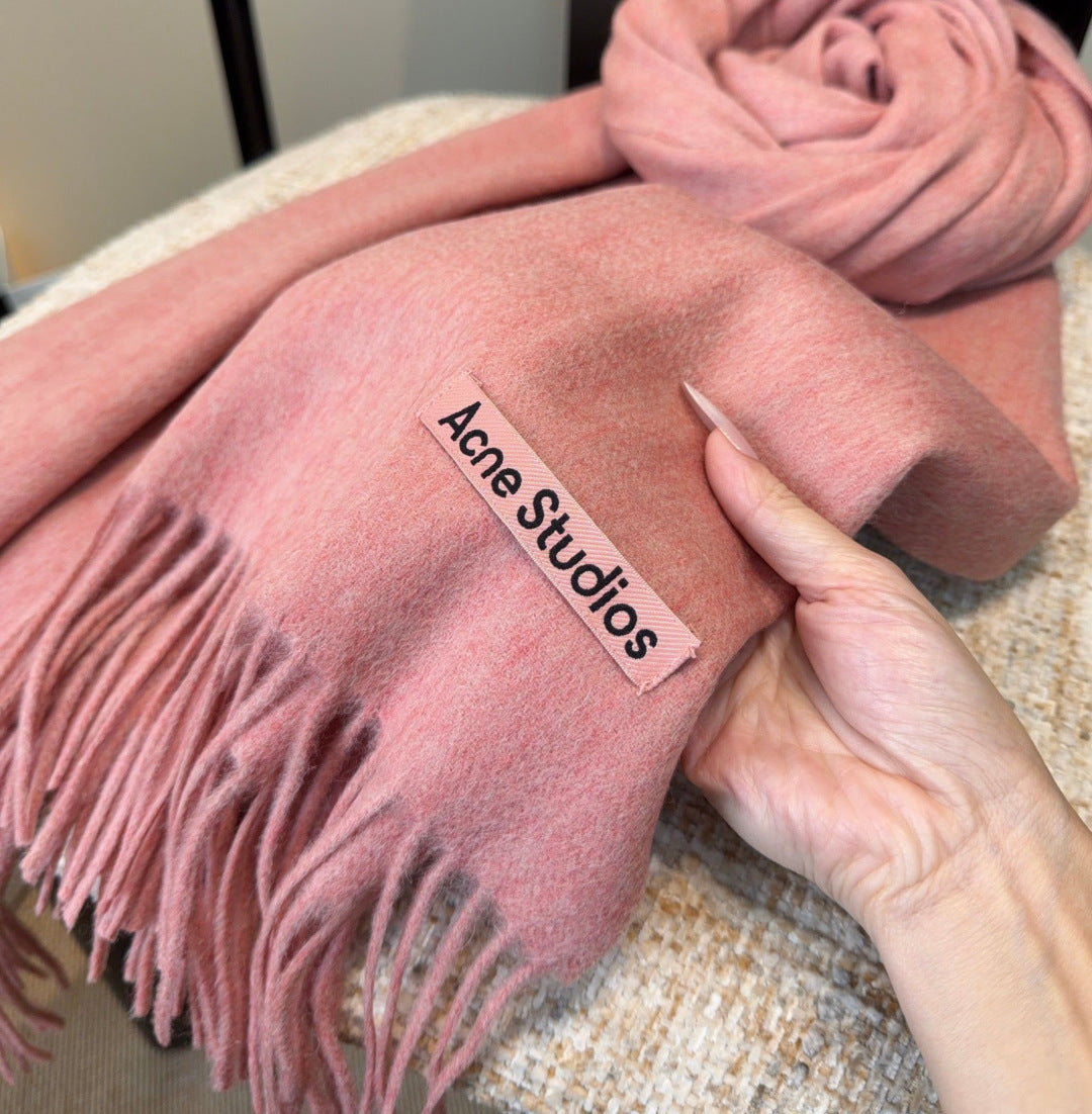 Acne Fringe Scarf 45*180cm Pink Cashmere 207633