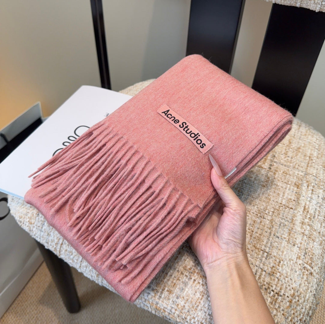 Acne Fringe Scarf 45*180cm Pink Cashmere 207633