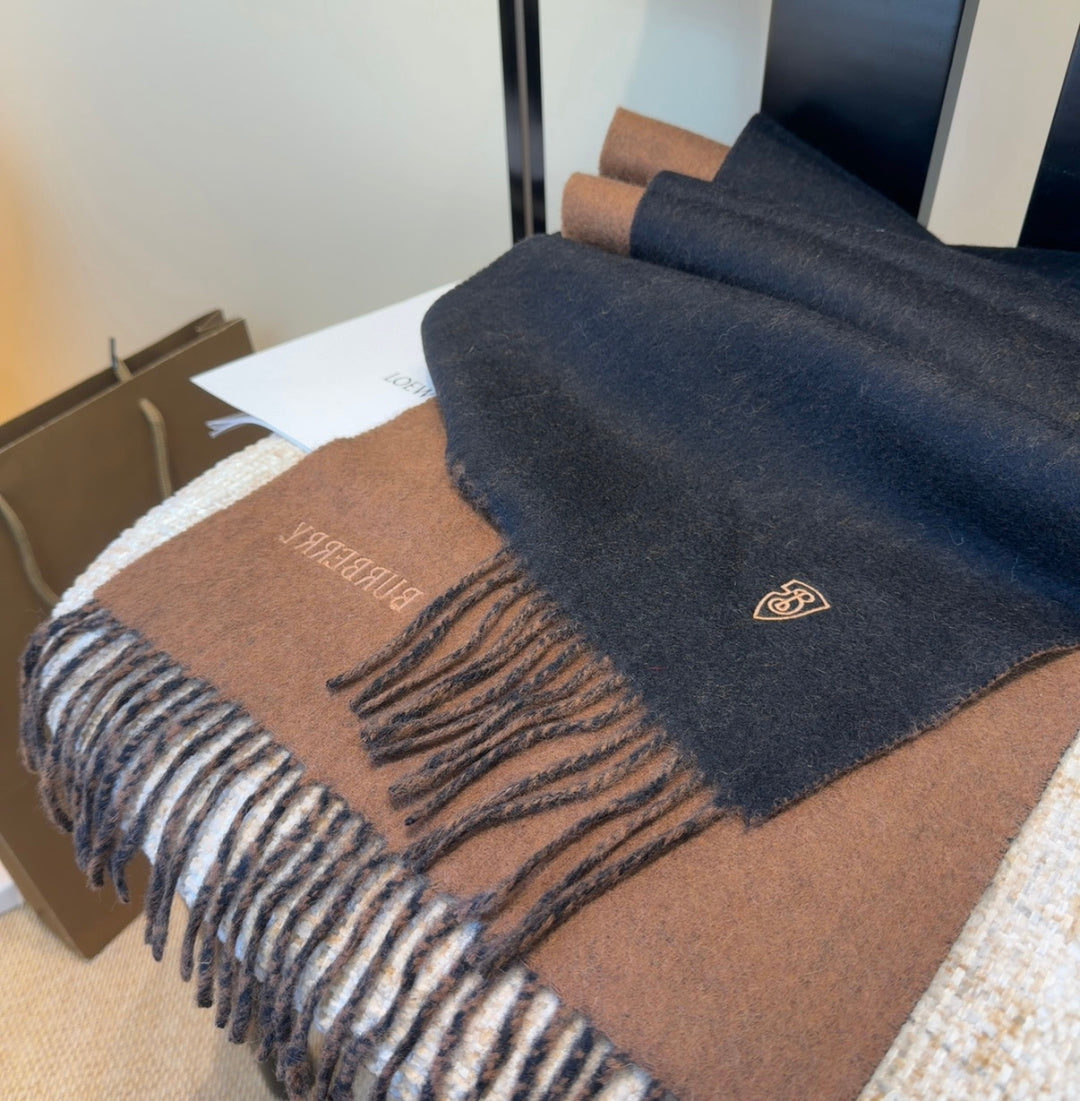 BRR Reversible Scarf 30*180cm Black Brown Cashmere 207634