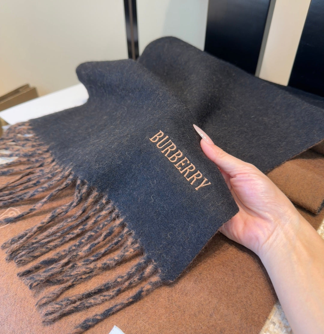 BRR Reversible Scarf 30*180cm Black Brown Cashmere 207634