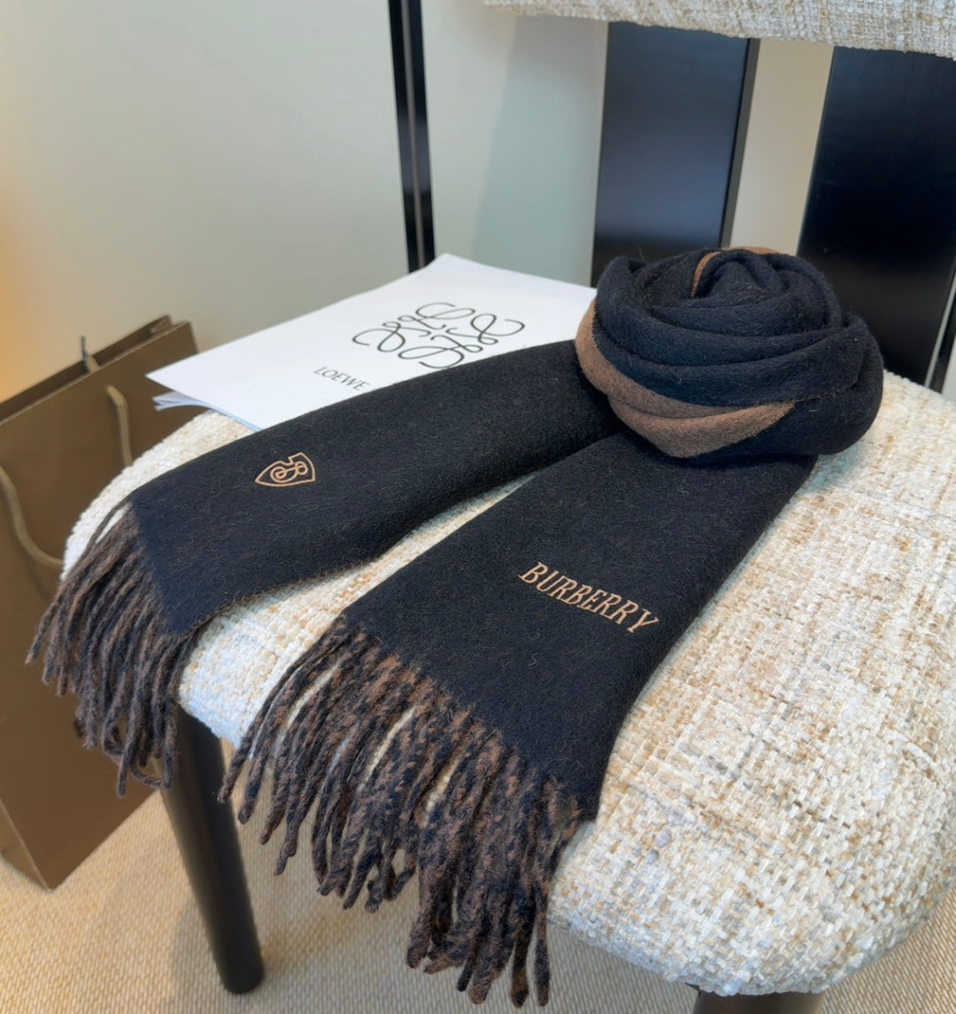 BRR Reversible Scarf 30*180cm Black Brown Cashmere 207634