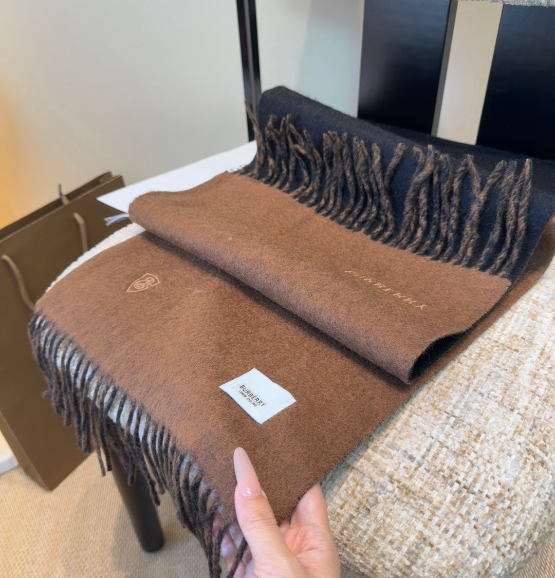 BRR Reversible Scarf 30*180cm Black Brown Cashmere 207634