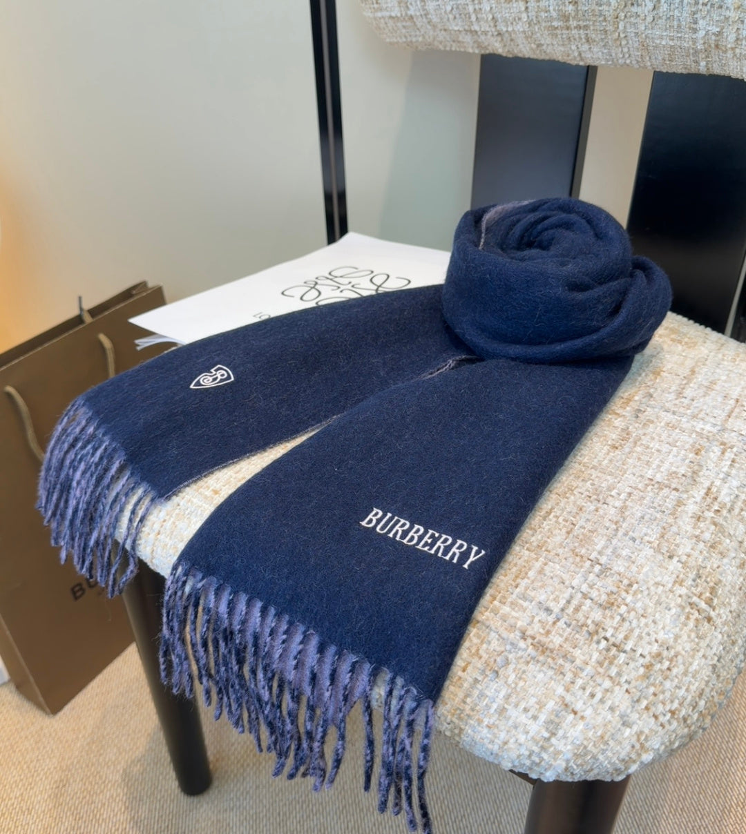BRR Reversible Scarf 30*180cm Purple Navy Blue Cashmere 207635