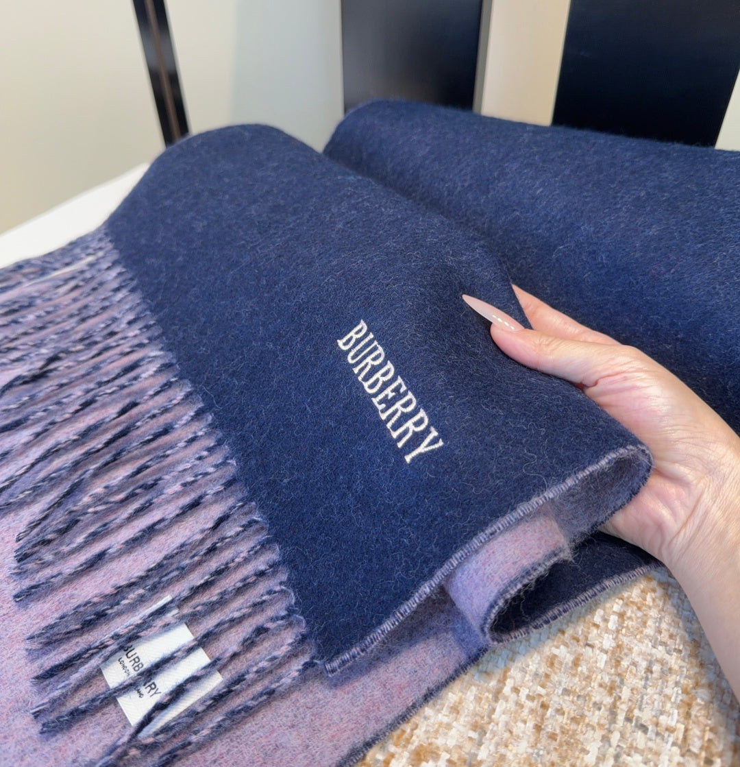 BRR Reversible Scarf 30*180cm Purple Navy Blue Cashmere 207635