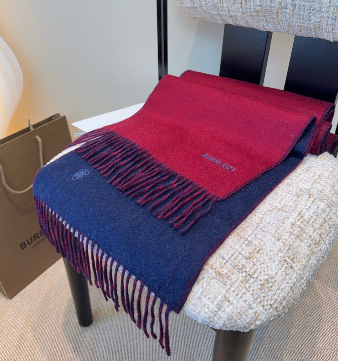 BRR Reversible Scarf 30*180cm Red Navy Blue Cashmere 207637
