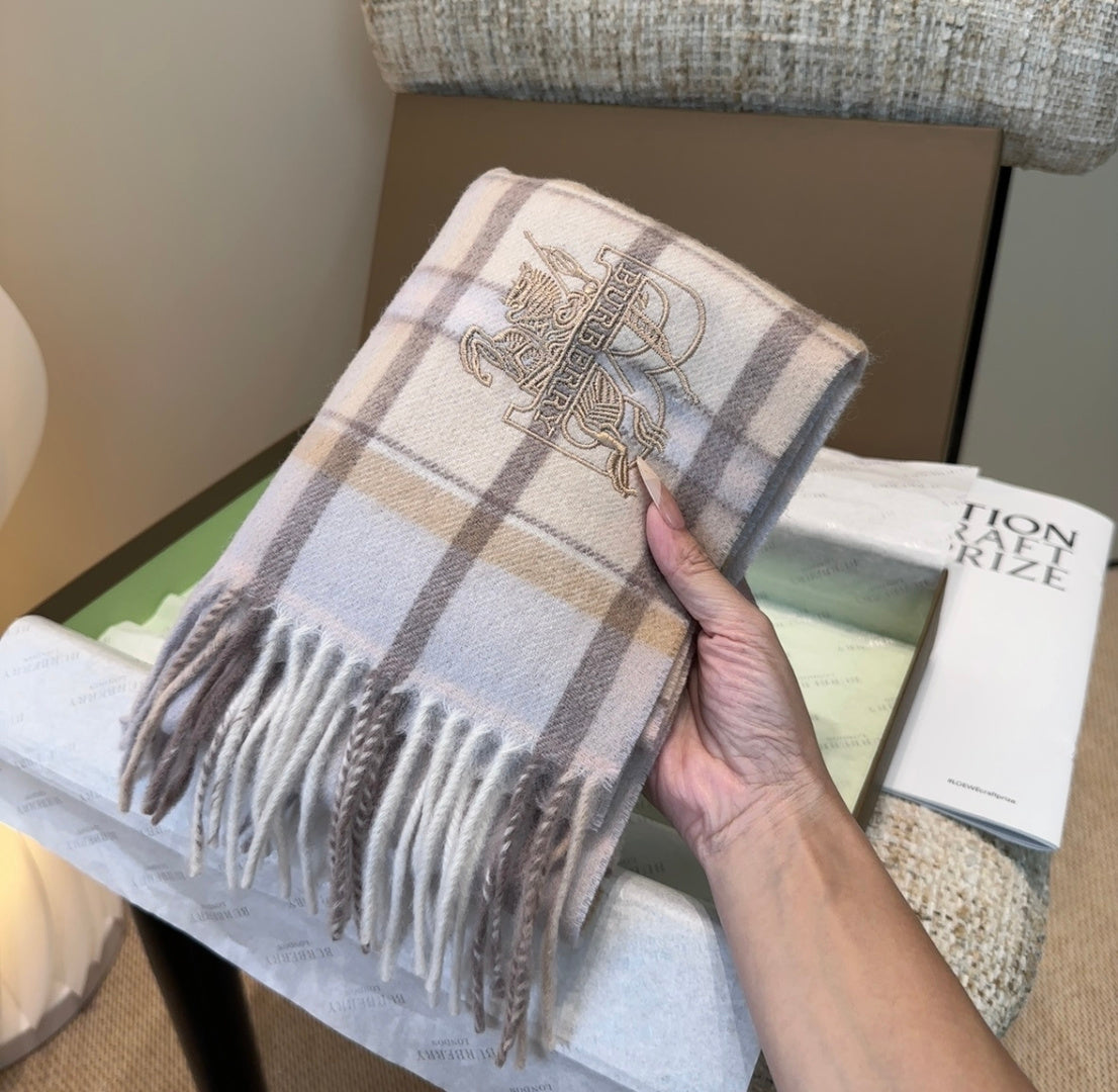 BRR Check Scarf 30*180cm Ivory Cashmere 207637