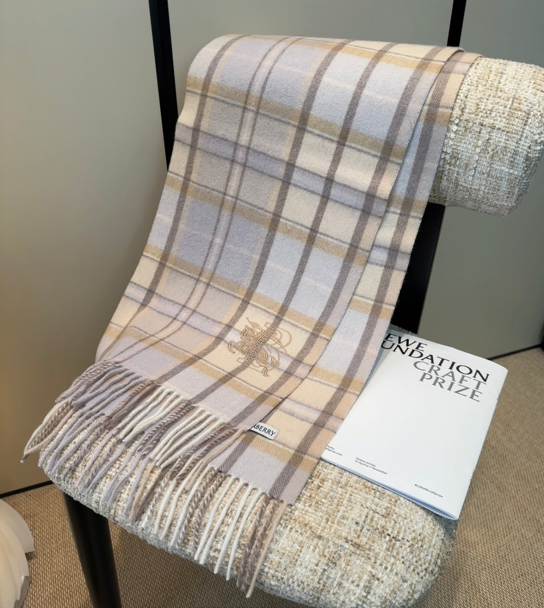 BRR Check Scarf 30*180cm Ivory Cashmere 207637