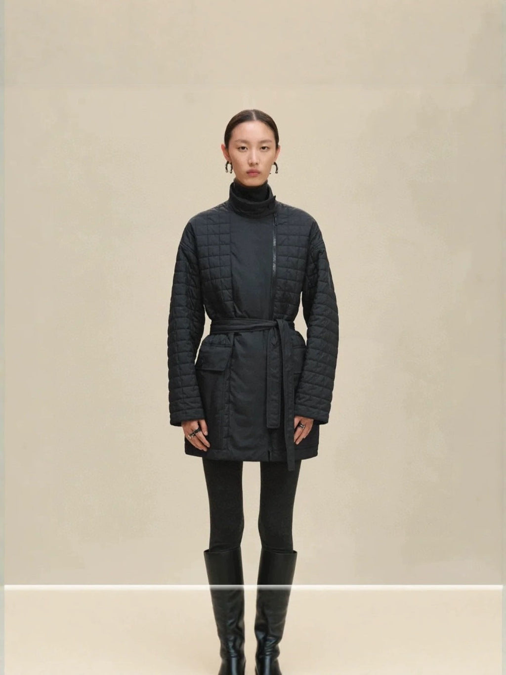HM 25 Long Coat Blue Black Polyester 264290