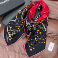 CC Double-sided Scarf 135cm Red And Black Mulberry Silk Cashmere 143734