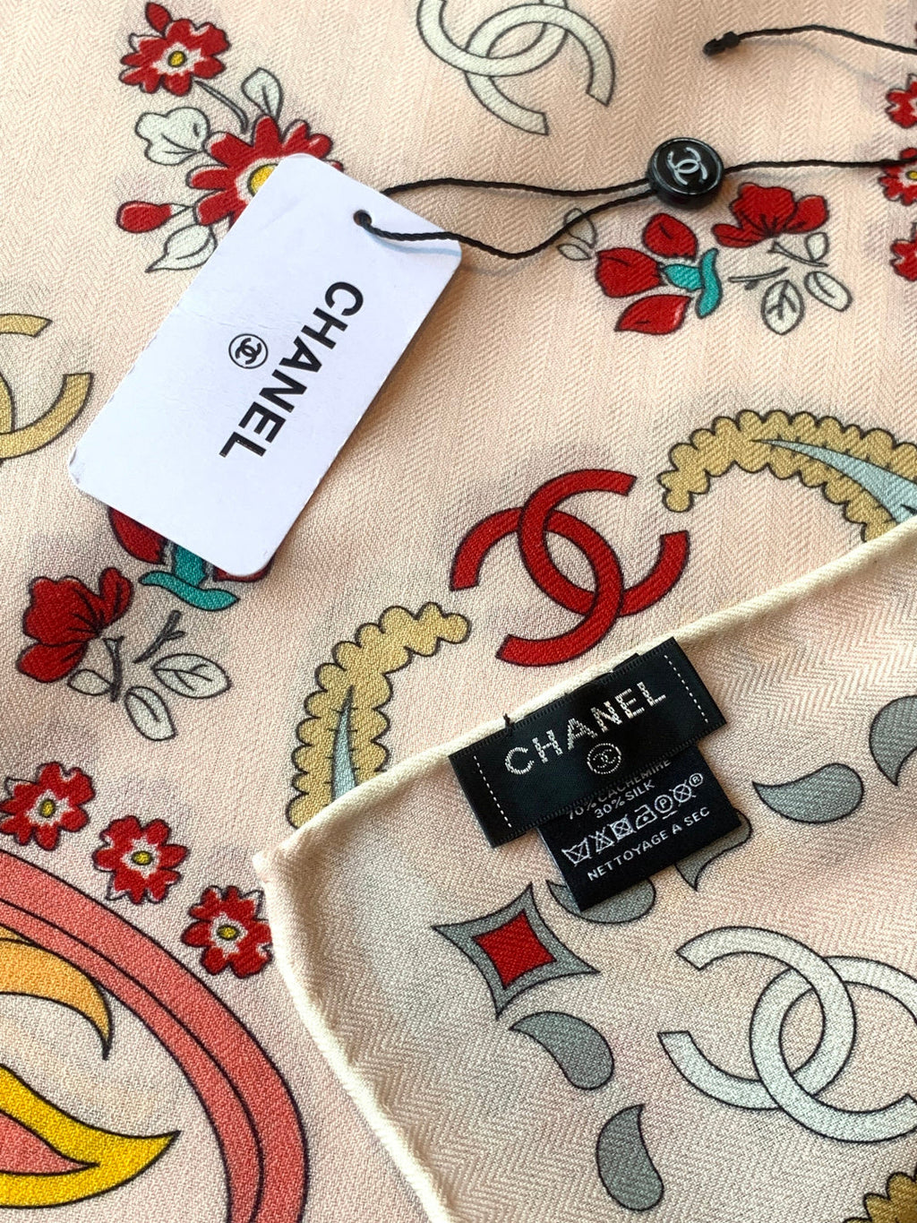 CC Double-Sided Scarf 135cm Ecru Off-white Cream  Mulberry Silk Cashmere 153170