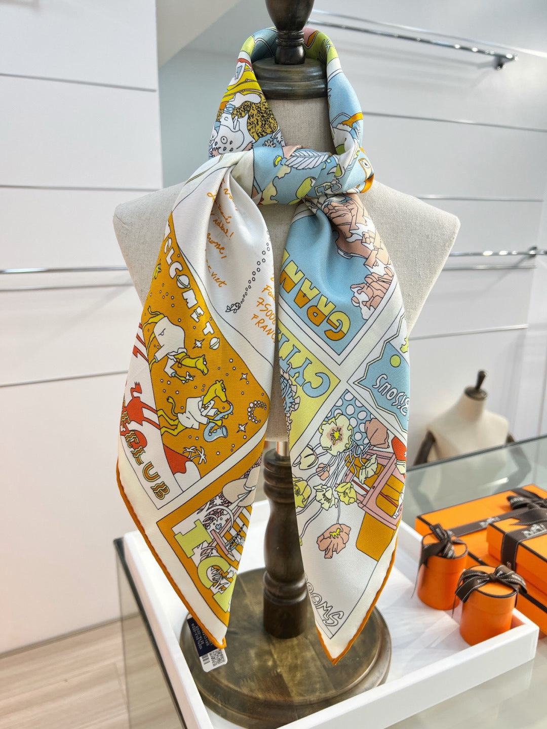 Hermes 26s Printed Square Scarf 88 In Silk 309942