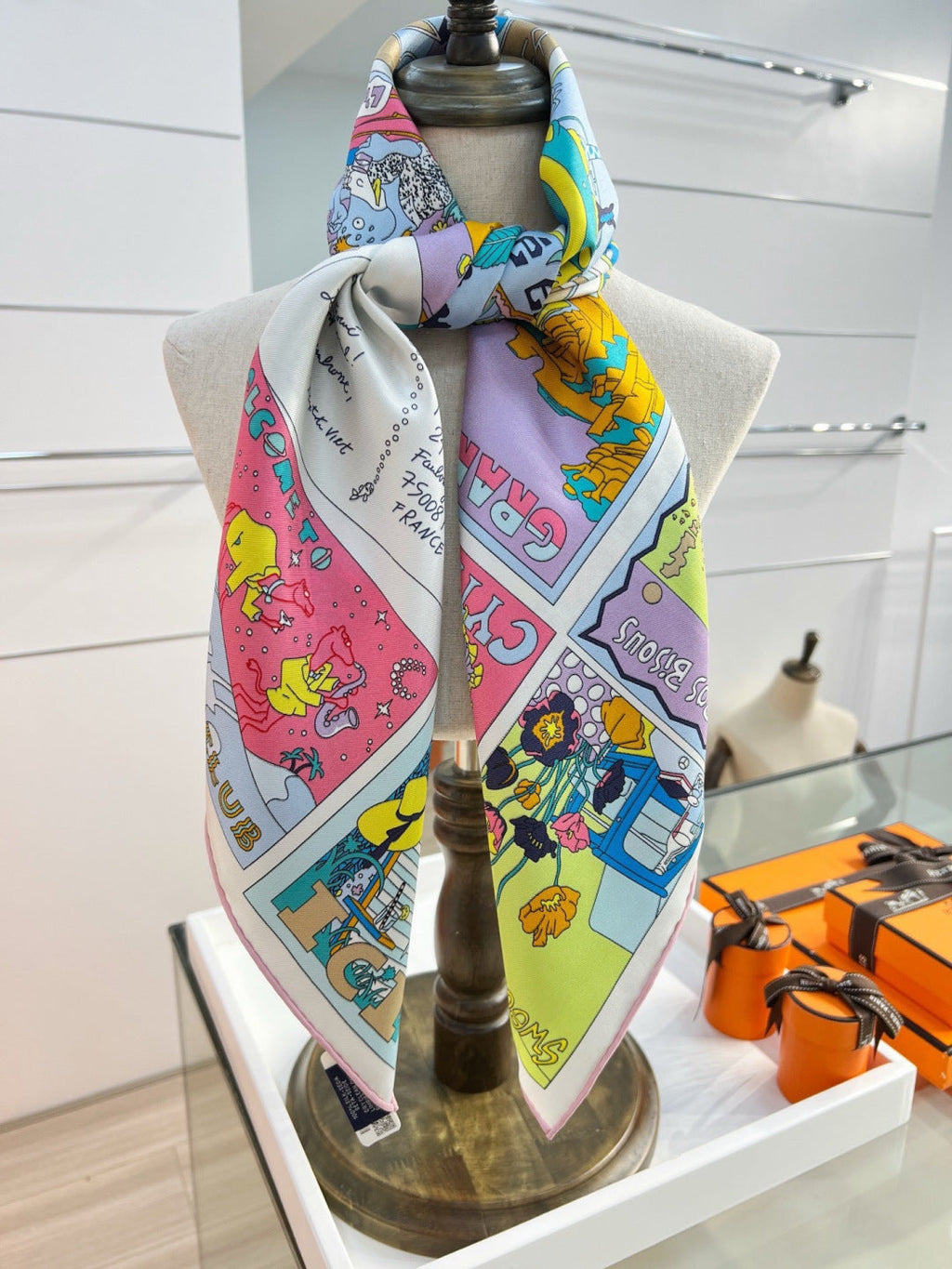Hermes 26s Printed Square Scarf 88 In Silk 309945