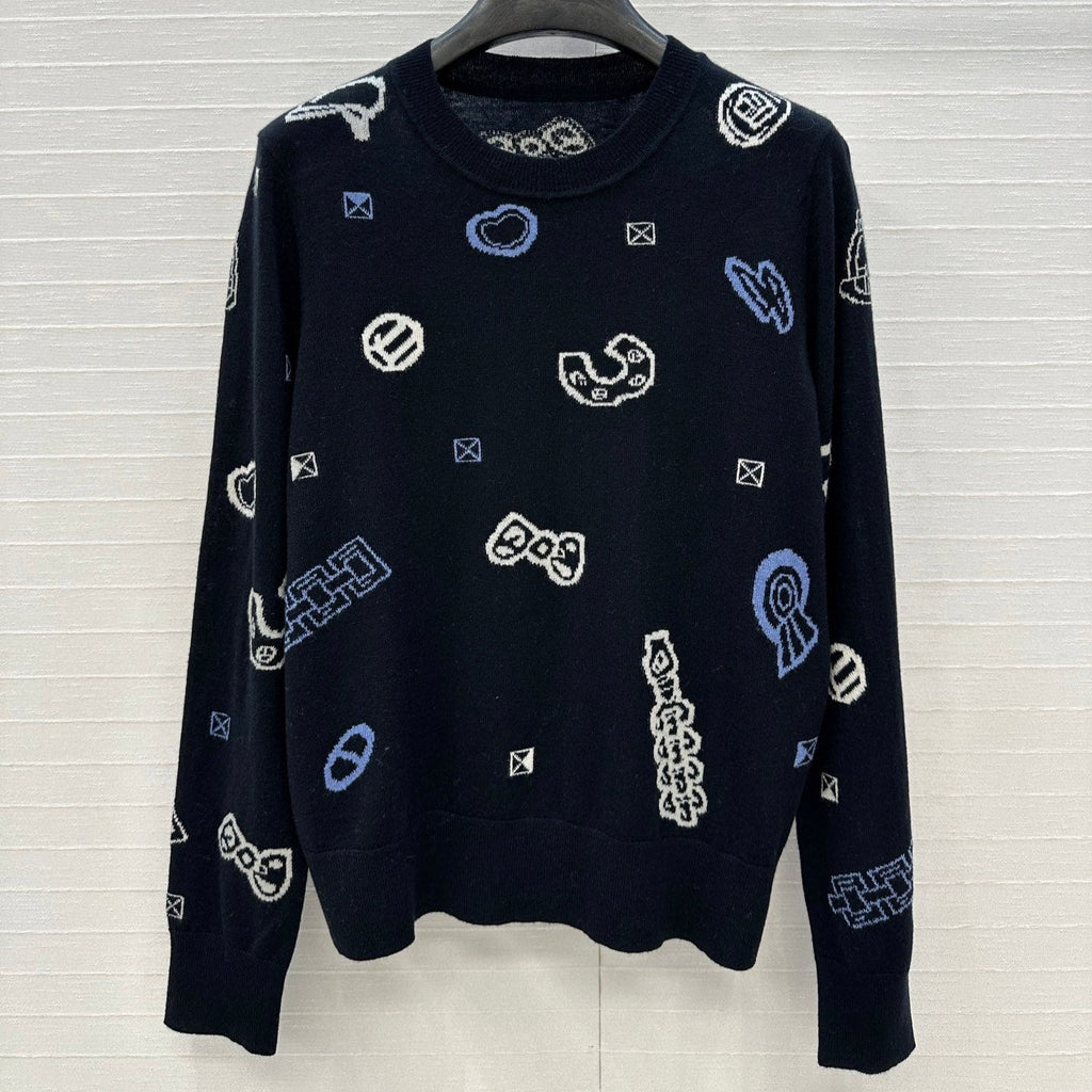 HM 25 Sweater Black Pattern Cashmere 02668