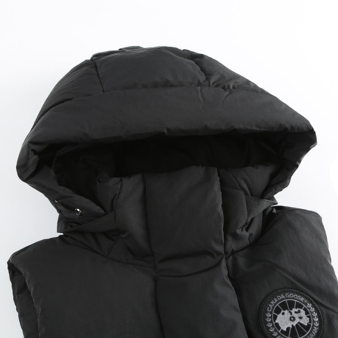 C. Goose Hooded Down Vest Black Polyester 0002
