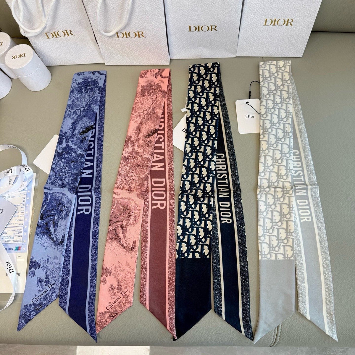 CD Twilly Mini Scarf 105 Blue Navy Silk Twill 147661