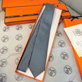 HM  Hilario Tie Grey Twill Silk 210000