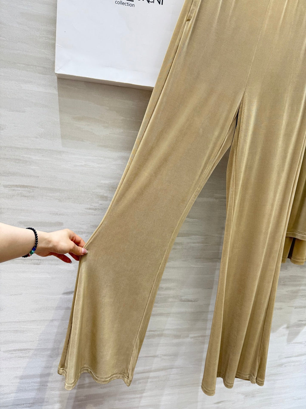 YSL 25 Vest Pant Set Beige Acetate