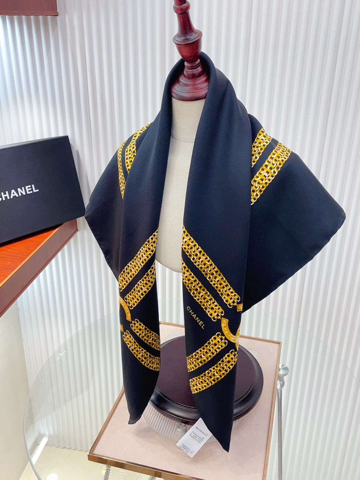 CC 25/26 Early Spring Square Scarf Navy Blue Yellow Silk 139450