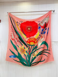 HM  Bouquet Final Scarf 90 Pink Silk Cashmere 139460