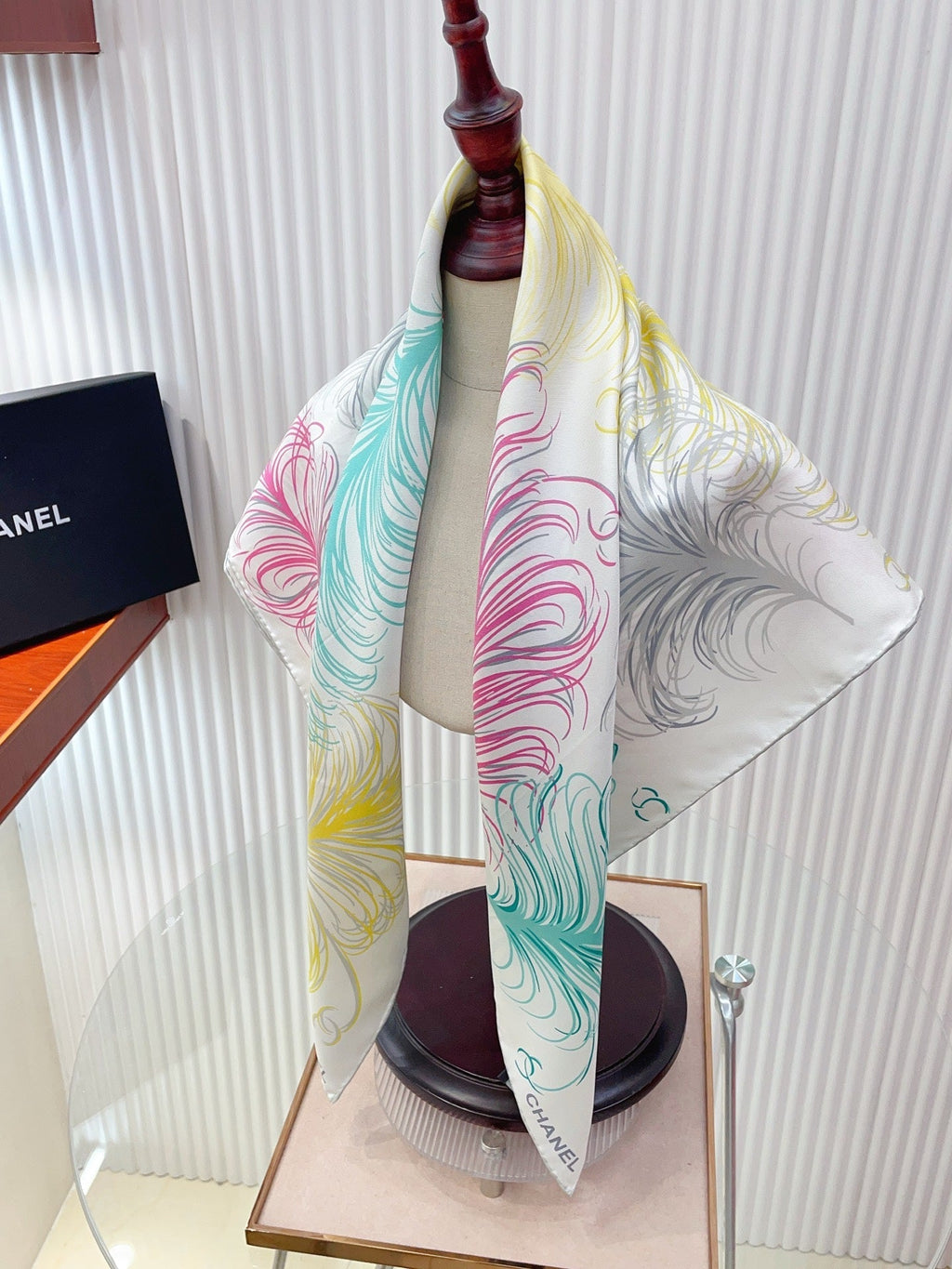 CC Double-Sided  Scarf 90cm Rainbow Colors Logo Twill Silk 150369