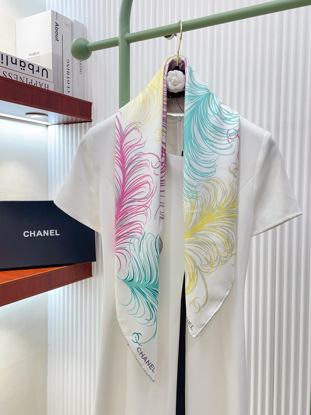 CC Double-Sided  Scarf 90cm Rainbow Colors Logo Twill Silk 150369