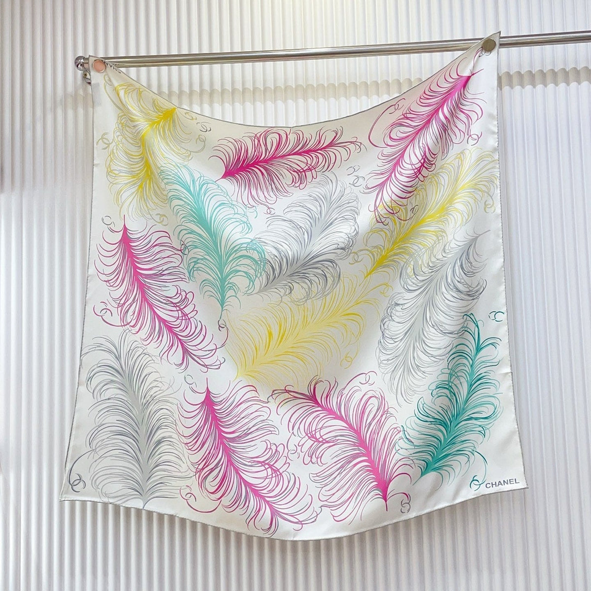 CC Double-Sided  Scarf 90cm Rainbow Colors Logo Twill Silk 150369