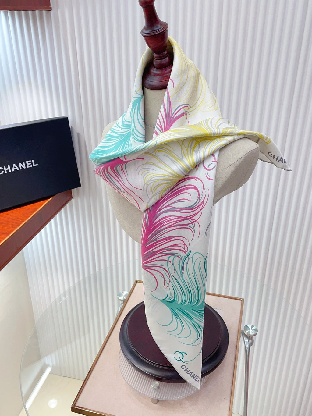CC Double-Sided  Scarf 90cm Rainbow Colors Logo Twill Silk 150369