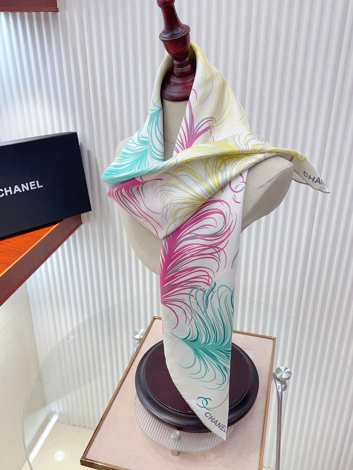 CC Double-Sided  Scarf 90cm Rainbow Colors Logo Twill Silk 150369