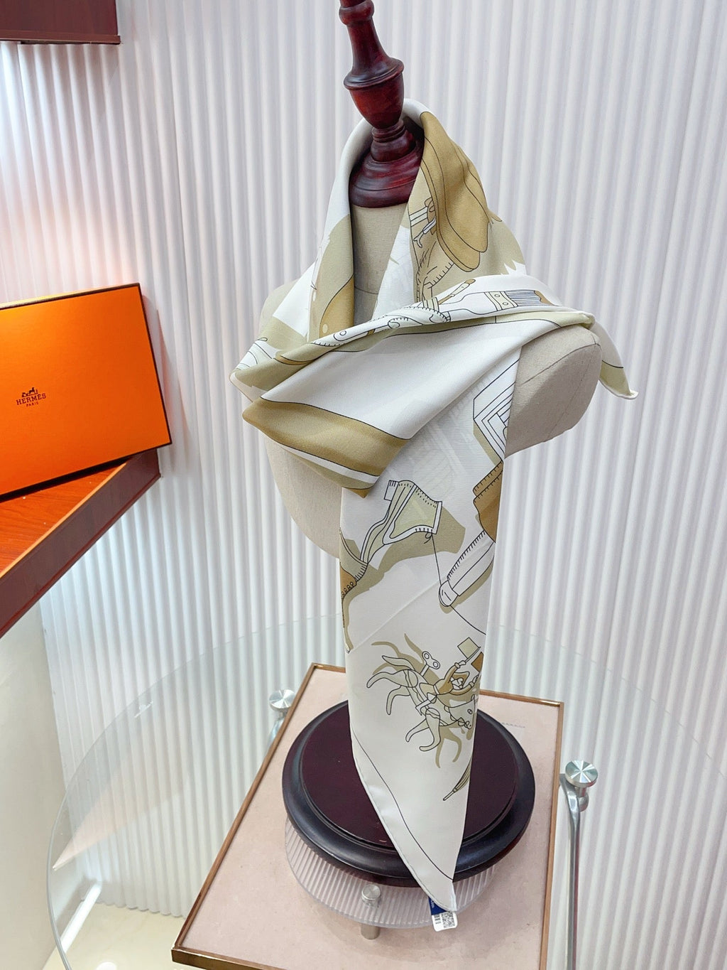 HM 26s Double-sided Scarf 90 Étoupe Twill Silk 150377