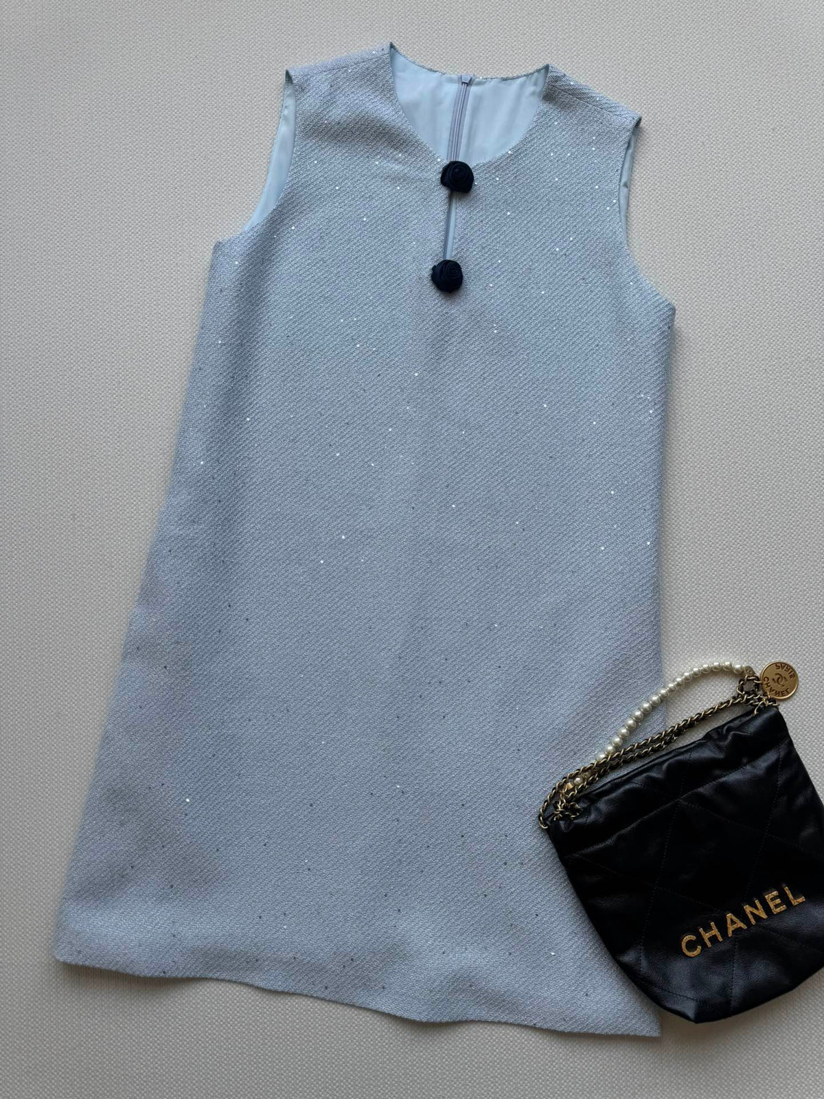 CC Sleeveless Dress Light Blue Viscose Silk Wool 352987
