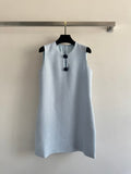 CC Sleeveless Dress Light Blue Viscose Silk Wool 352987