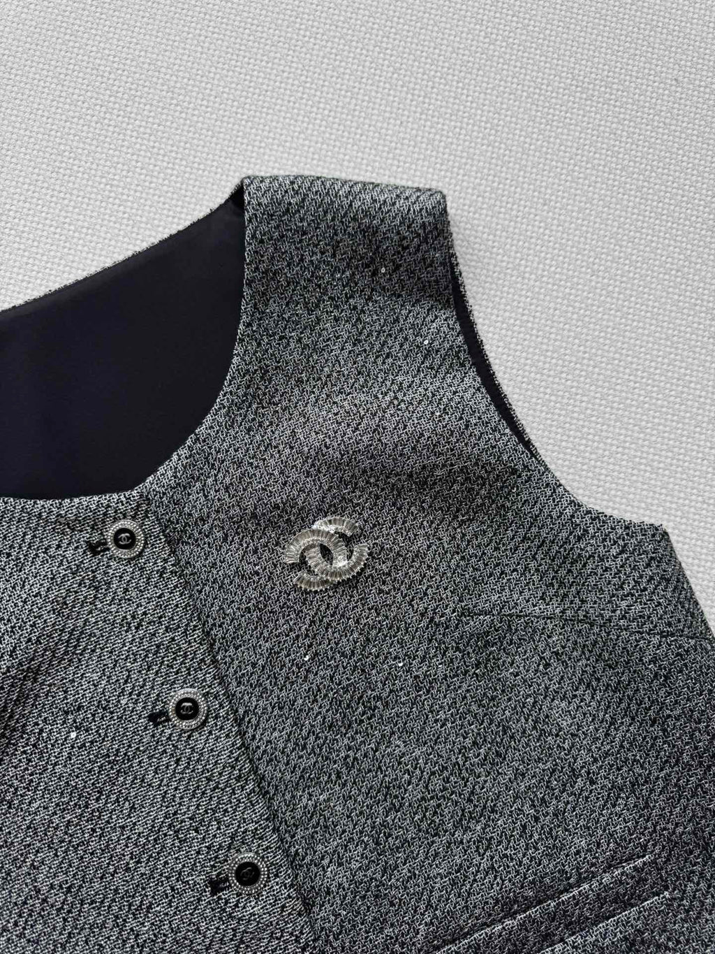 CC Vest & Line Skirt Set Grey Wool-Blend Tweed 352979