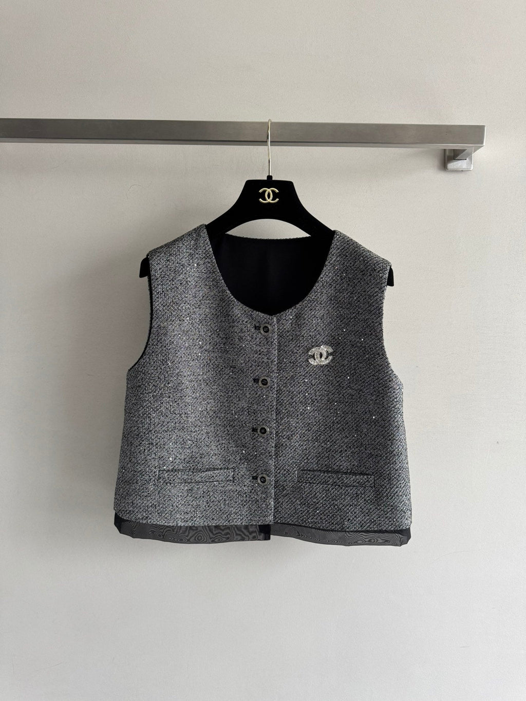 CC Vest & Line Skirt Set Grey Wool-Blend Tweed 352979