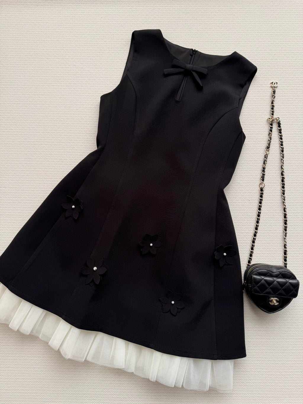 CC Bow-Tie Sleeveless Dress Black Polyester 352971