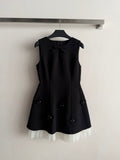 CC Bow-Tie Sleeveless Dress Black Polyester 352971