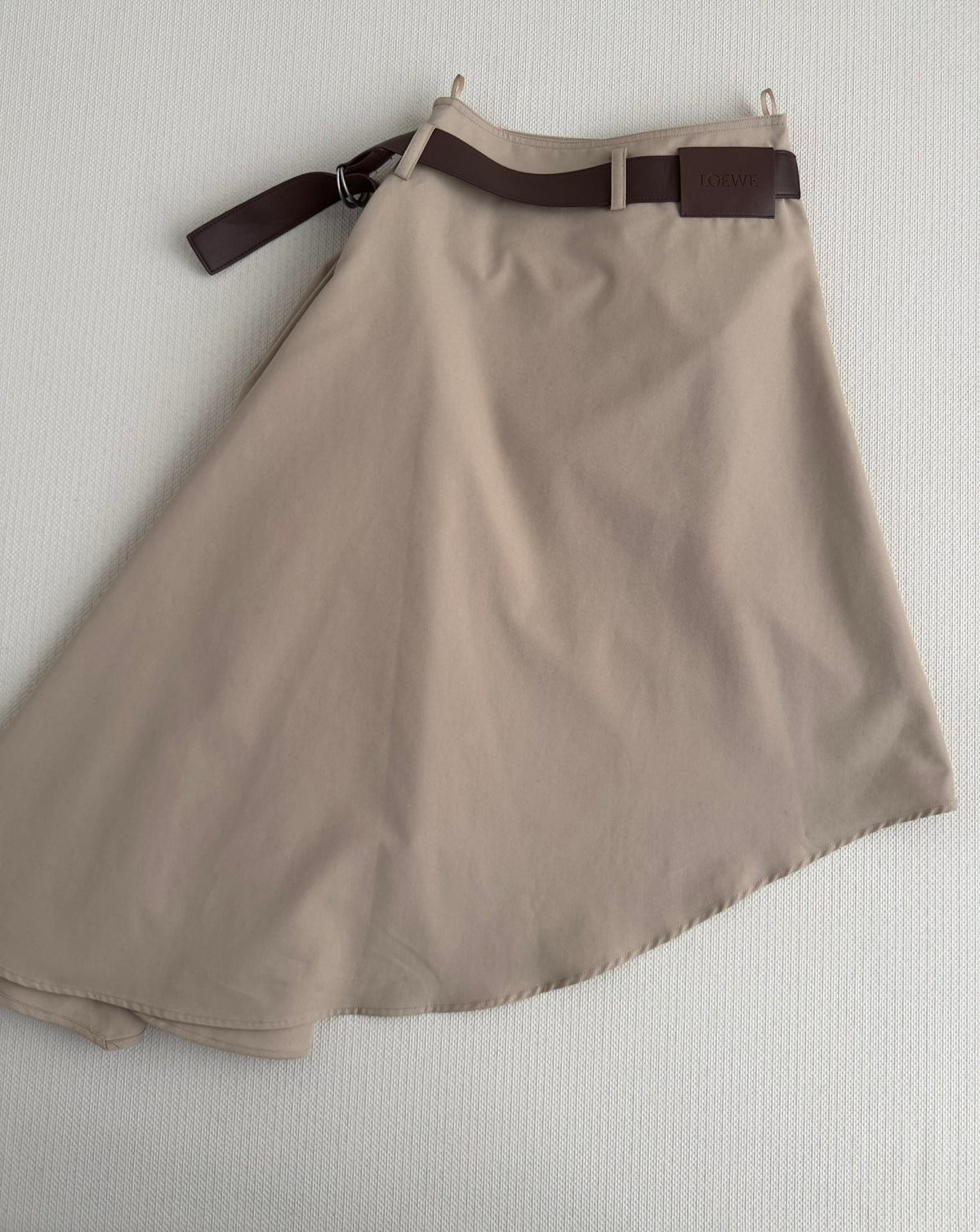 Loewe Pleated Midi Skirt Light Khahi Cotton 352925