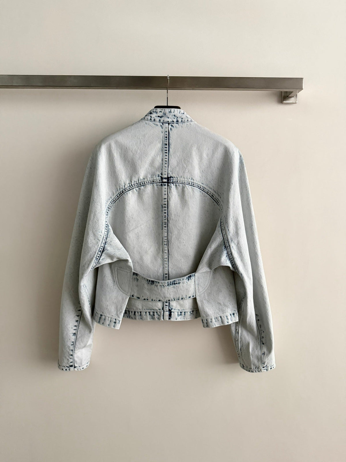Alaia 26ss Stand-Collar Jacket White Denim 352934