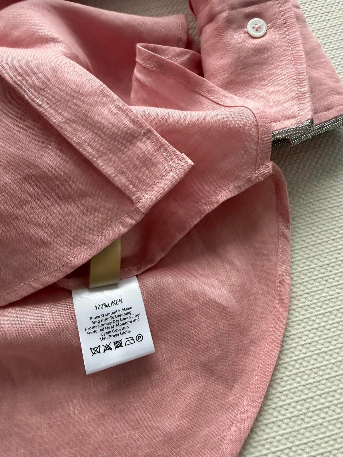 Brunello Long-Sleeved Shirt Pink Linen 352915