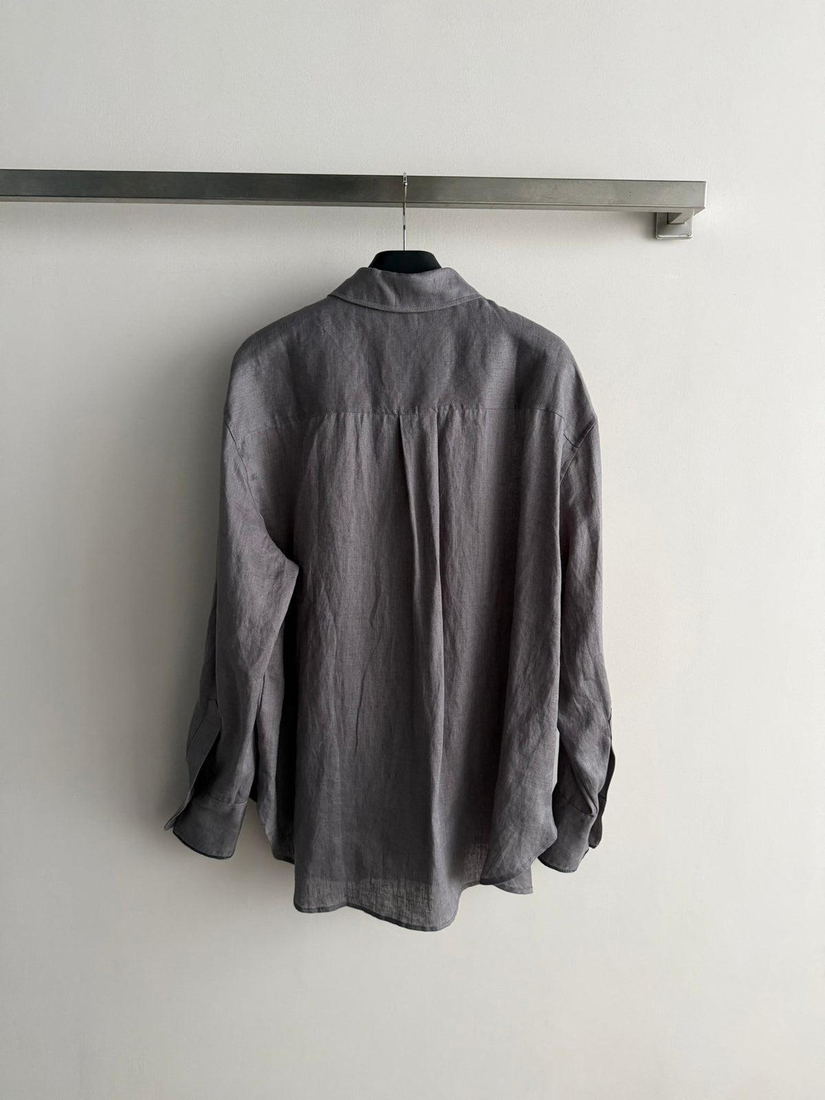 Brunello Long-Sleeved Shirt Taupe Linen 352916
